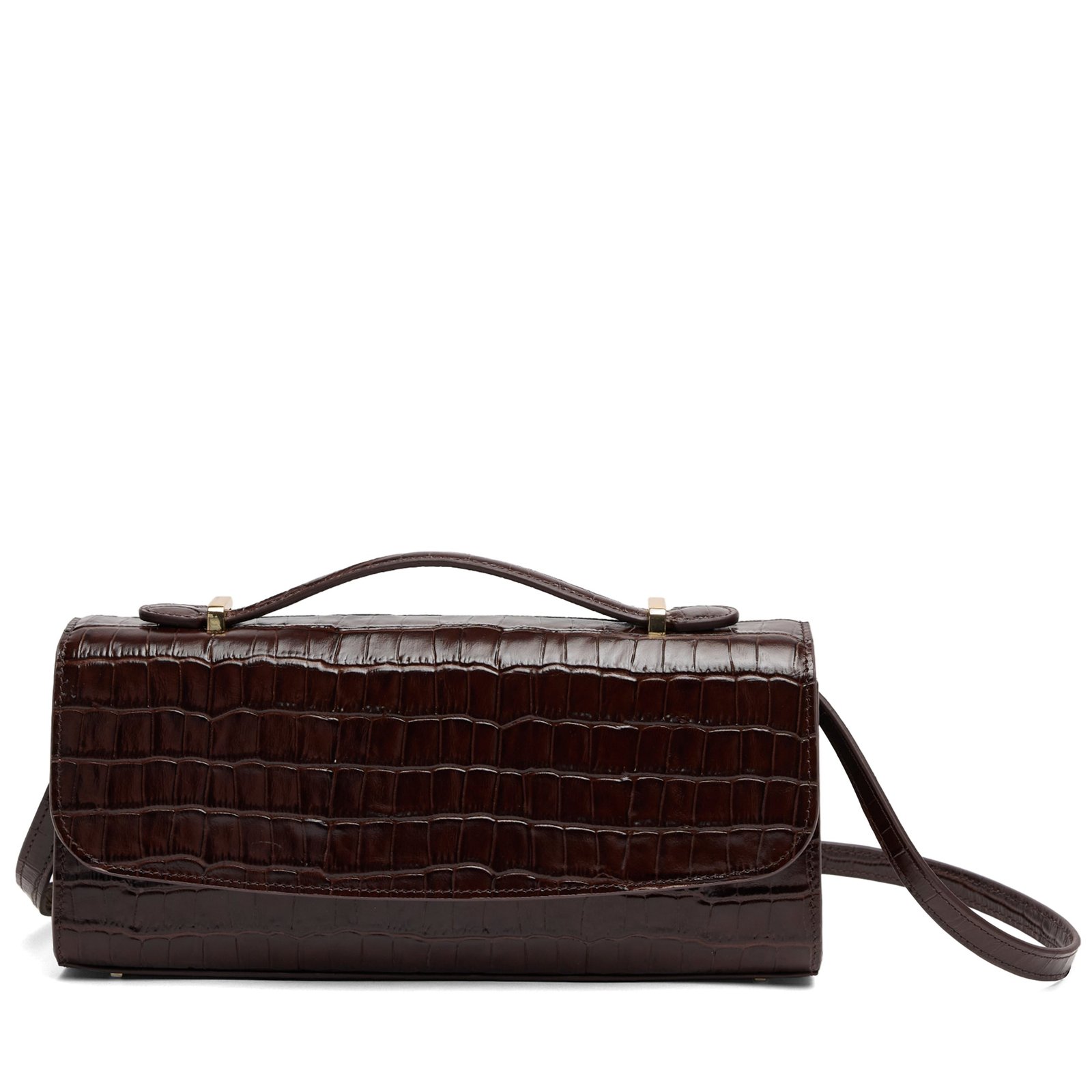 195-334-ref1_73ca51d2-5d67-4385-bbdd-78a6c76871c8.jpg Styles Wish Margot Top Handle Clutch Brown Croc - Image 1